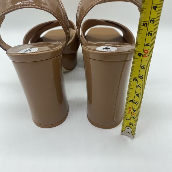 Jeffrey Campbell Tan Patent Leather Strappy Chunky Platform Heel Women's size 7 - Picture 5 of 9